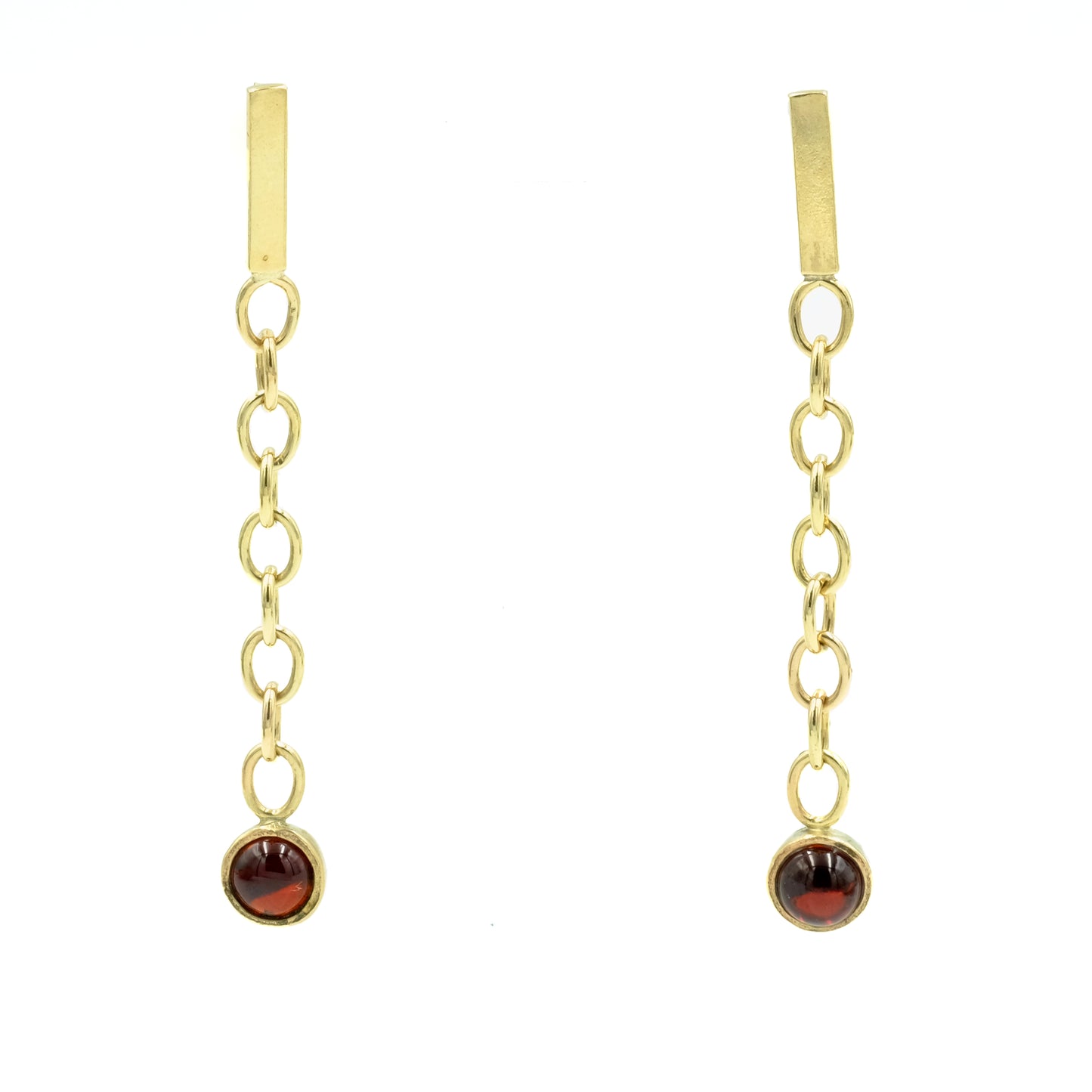 Gold Chain and Garnet Cabochon Earrings