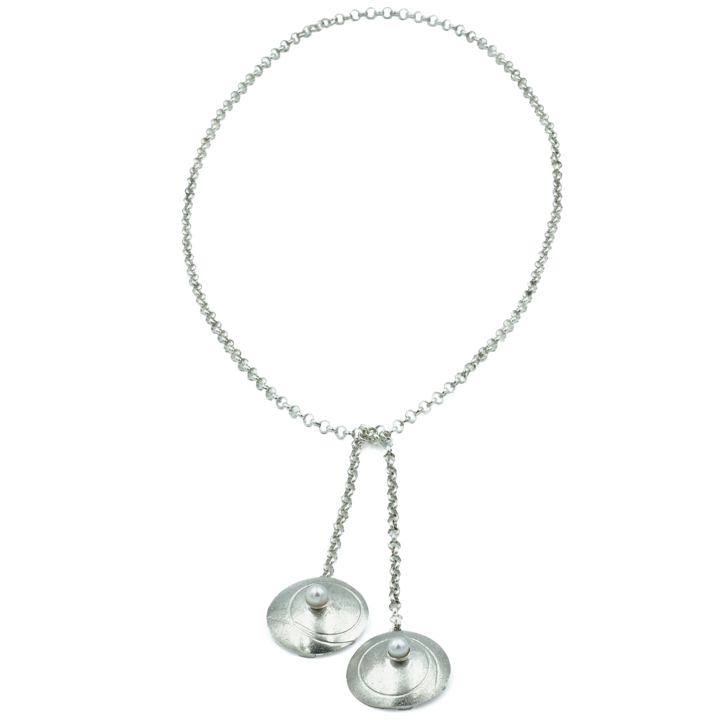 Shield Tie Necklace with Akoya Saltwater Pearls